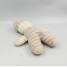 Ancien Doudou clown blanc bleu rose jaune rayé COROLLE