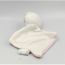 Doudou plat lapin rose blanc étoiles SIPLEC