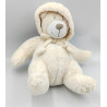 Doudou peluche ours blanc capuche Oscar J-LINE