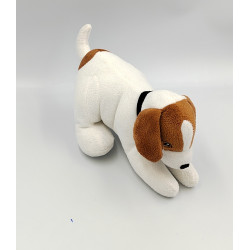 Doudou chien blanc marron CREDIT MUTUEL