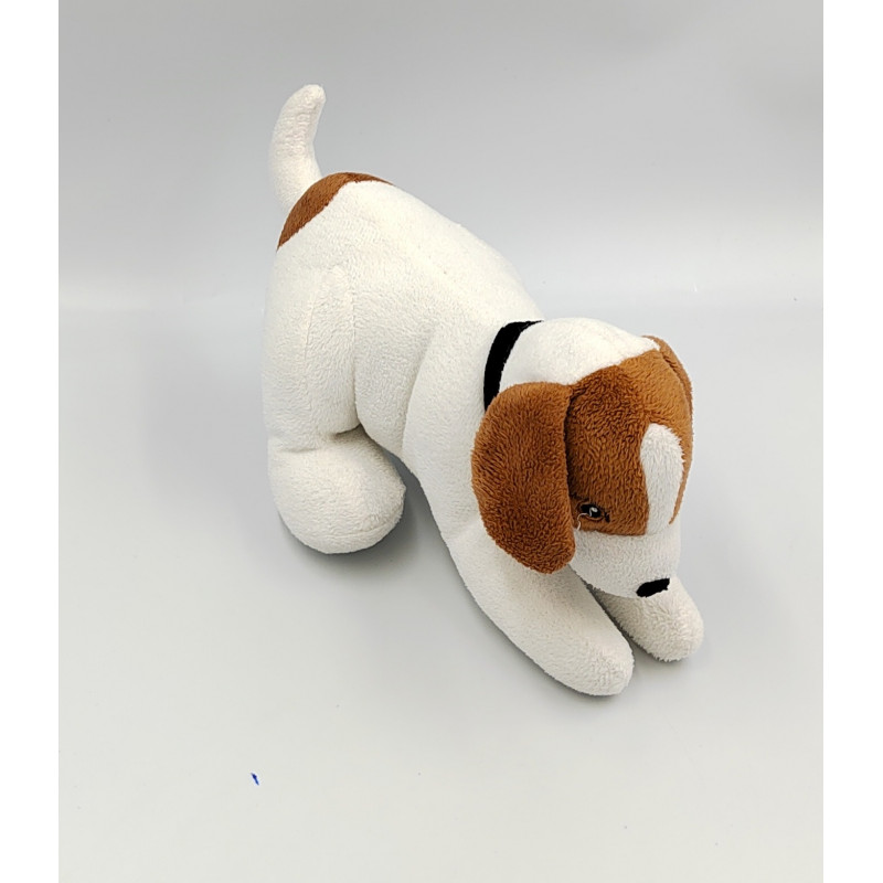 Doudou chien blanc marron CREDIT MUTUEL