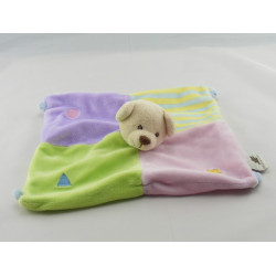 Doudou plat lapin rose bleu jaune formes CMP