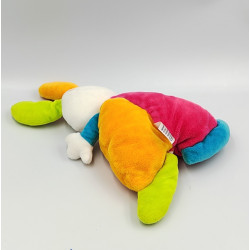 Doudou plat lapin orange rose bleu vert BABYSUN