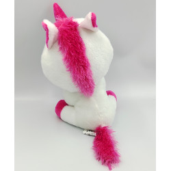 Peluche licorne blanche rose yeux brillant