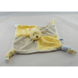 Doudou Plat Winnie l'Ourson Jaune bleu Disney NEUF