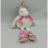 DOUDOU ET COMPAGNIE LICORNE ROSE BLANCHE DORÉ HAPPY