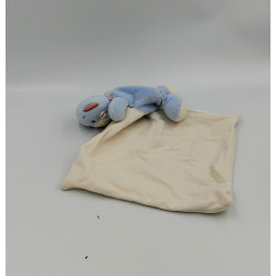 Doudou ours bleu écharpe rayé mouchoir BABYSUN