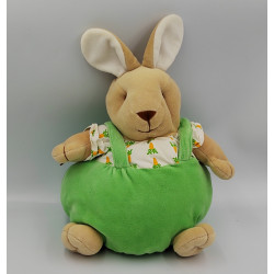 Doudou lapin boule beige vert orange carottes NOUKIE'S