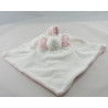 Doudou plat lapin blanc col rose MOULIN ROTY