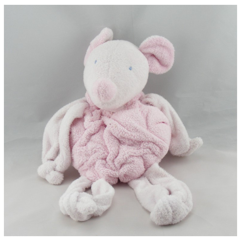 Doudou souris blanche rose TARTINE ET CHOCOLAT  