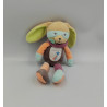 Doudou lapin beige blanc vert orange marron Les Masqués BABY NAT