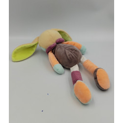 Doudou lapin beige blanc vert orange marron Les Masqués BABY NAT