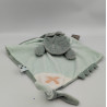 Doudou plat hippopotame bleu vert blanc DOUKIDOU