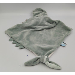 Doudou plat hippopotame bleu vert blanc DOUKIDOU