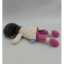 Doudou poupée blanche rose pois lunettes SUCRE D'ORGE