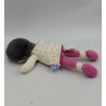 Doudou poupée blanche rose pois lunettes SUCRE D'ORGE