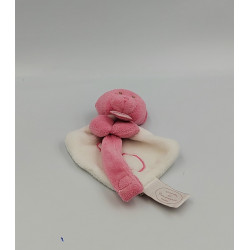 Doudou et compagnie plat ours rose blanc attache tétine