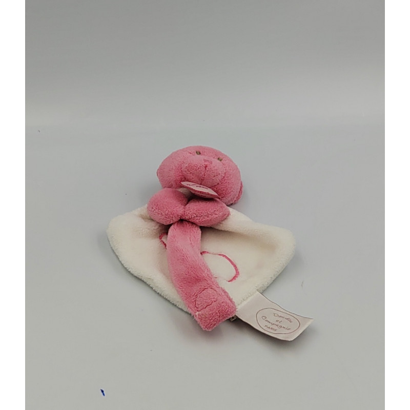 Doudou et compagnie plat ours rose blanc attache tétine