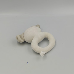 Doudou hochet chien blanc gris CARREFOUR