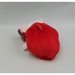 Doudou peluche raton écureuil rose blanc sac rouge PODLINGS