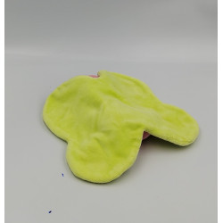Doudou plat papillon vert rose fleurs DOMIVA