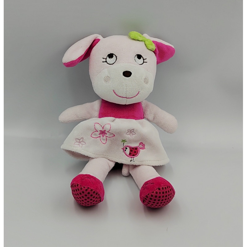 Doudou lapin chien rose blanc oiseau INFLUX