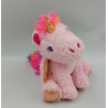 Peluche licorne rose bleu vert jaune arc en ciel FIZZY