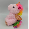 Peluche licorne rose bleu vert jaune arc en ciel FIZZY
