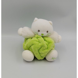 Doudou chat plume vert blanc KALOO