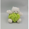 Doudou chat plume vert blanc KALOO