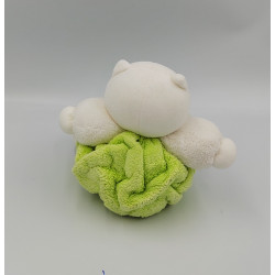 Doudou chat plume vert blanc KALOO