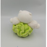 Doudou chat plume vert blanc KALOO