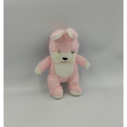 Ancien doudou peluche lapin blanc rose NOUNOURS