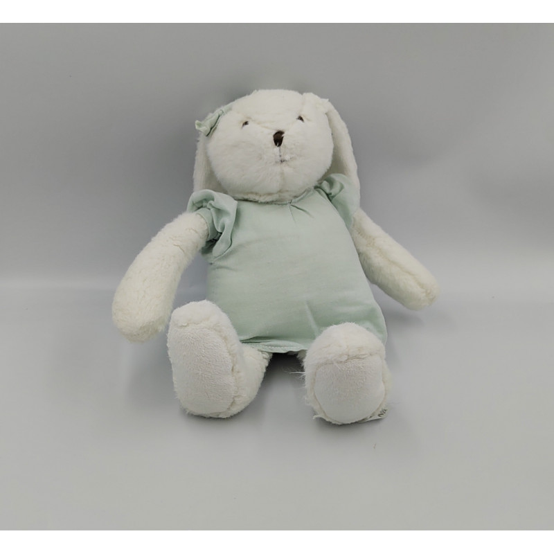 Doudou lapin blanc robe bleu Oscar J-LINE