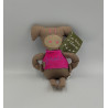 Doudou cochon marron rose JARDIN D'ULYSSE