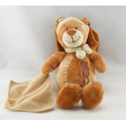 Doudou ours marron rapiécé avec mouchoir BABY NAT