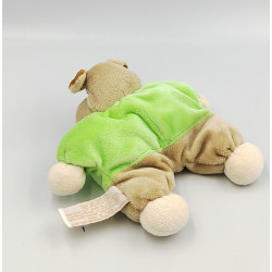 Doudou semi plat hippopotame beige vert TIAMO COLLECTION