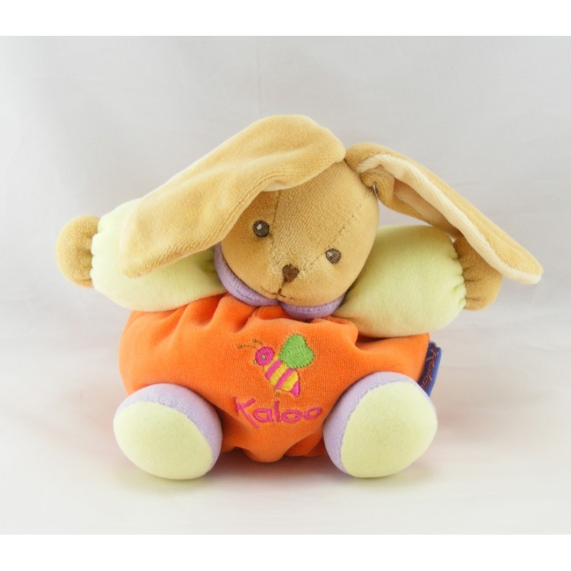 Doudou lapin patapouf orange mauve vert abeille Kaloo