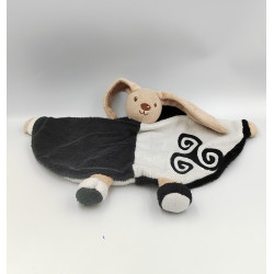 Doudou plat lapin noir blanc MAILOU TRADITION