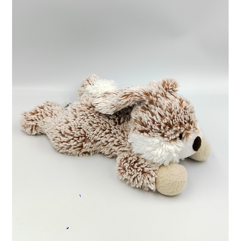Doudou peluche micro ondable bouillotte lapin marron blanc HABIBI