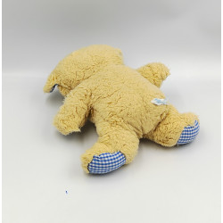 DOUDOU OURS BEIGE VICHY BLEU TARTINE ET CHOCOLAT