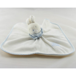 Doudou plat lapin blanc col rose MOULIN ROTY