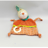 Doudou plat lapin orange bleu vert BABYSUN