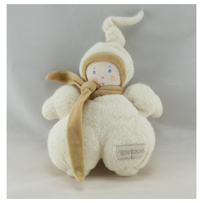 Doudou plat fille  lutin blanc  Nounours