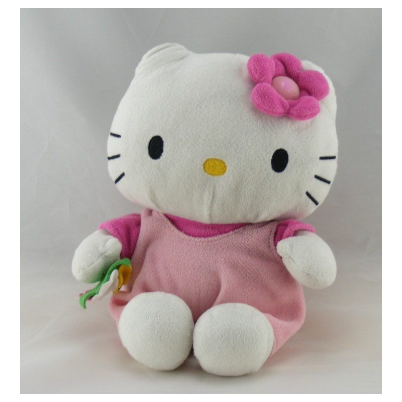 Doudou chat HELLO KITTY rose fleurs SANRIO LICENSE 