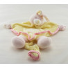 Doudou plat lapin jaune rose empreinte GIPSY