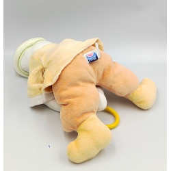 Doudou Clown jaune vert orange anneau Sucre d'orge