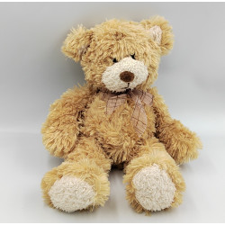 Doudou peluche ours beige noeud GIPSY