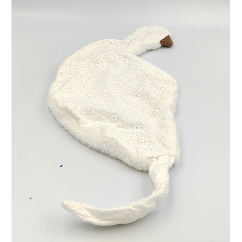 Doudou plat oie cygne canard blanc marron