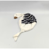 Doudou plat oie cygne canard blanc rayé bleu marron